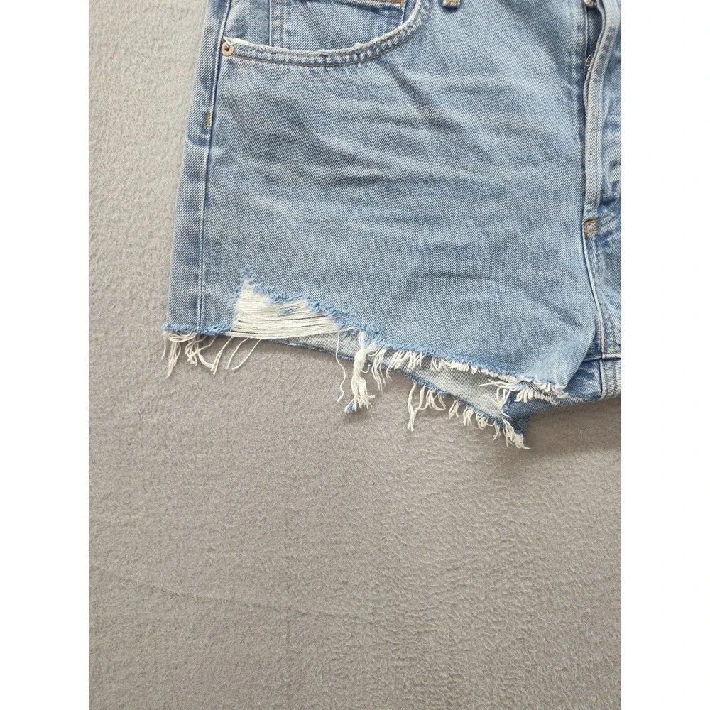 AGOLDE Parker Distressed Denim Shorts Light Wash Blue Size 33 Raw Hem